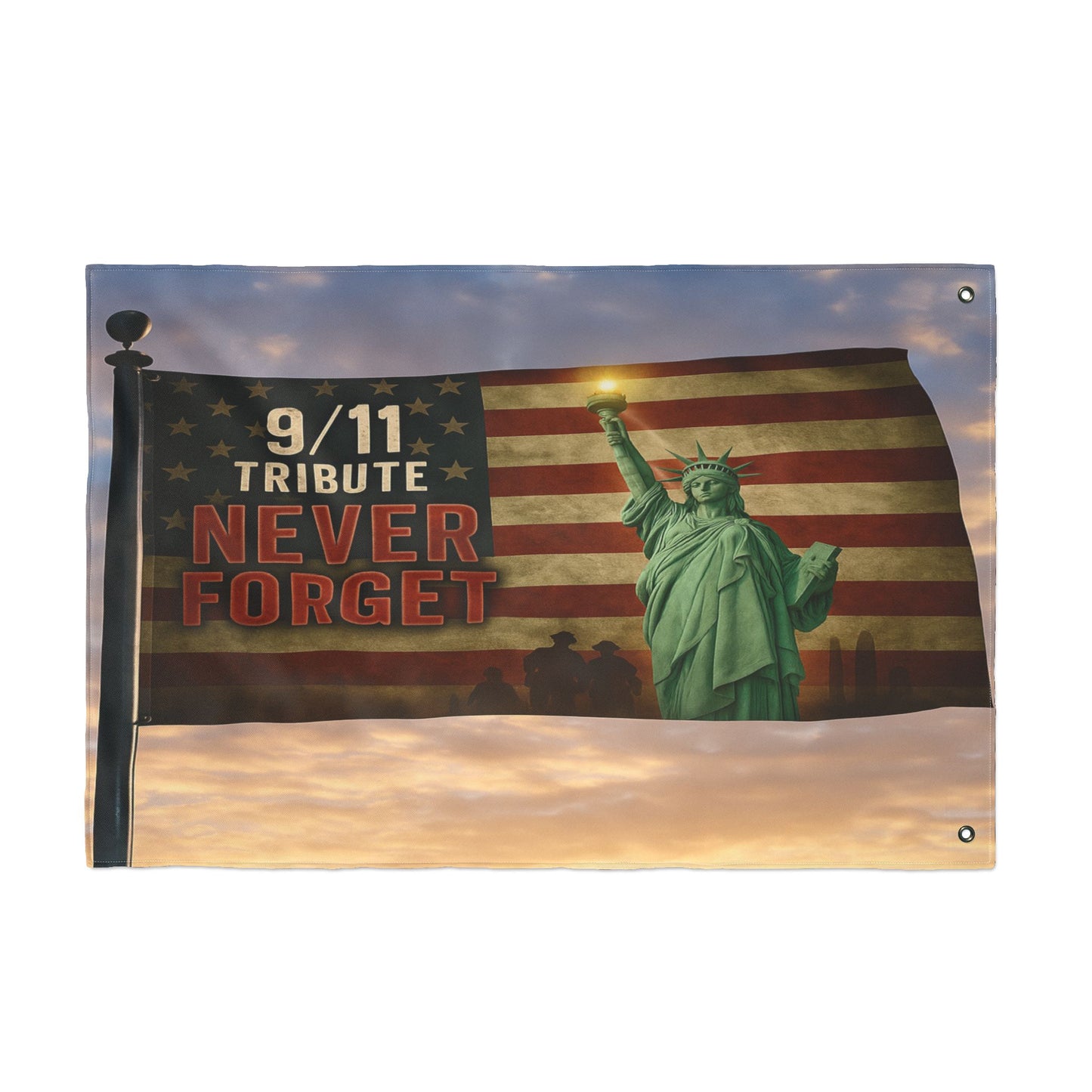9/11 Tribute Flag – Statue of Liberty – Double Sided”, Memorial Decor, Patriotic Home Decor, Outdoor Flag, Remembrance Flag
