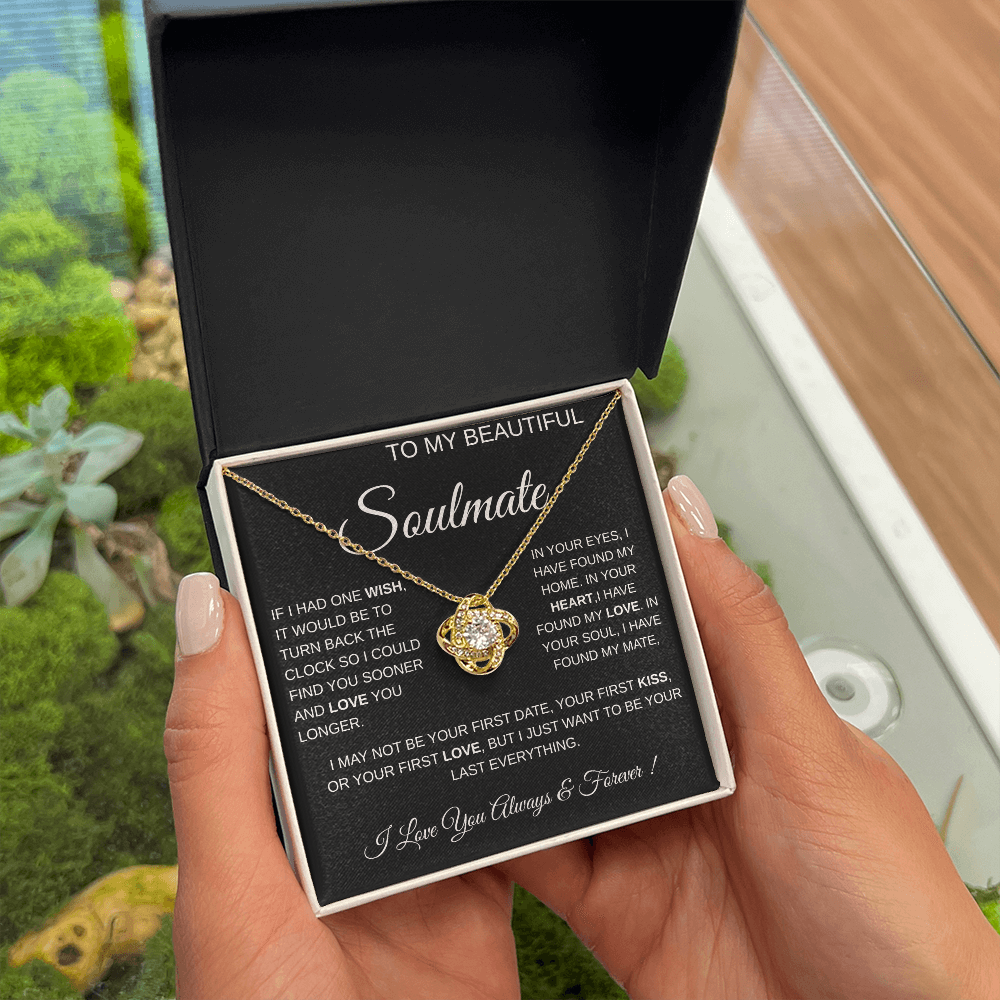 To My Beautiful Soulmate Love Knot Necklace Gift: Anniversary Gift For Her, Wife & Girlfriend