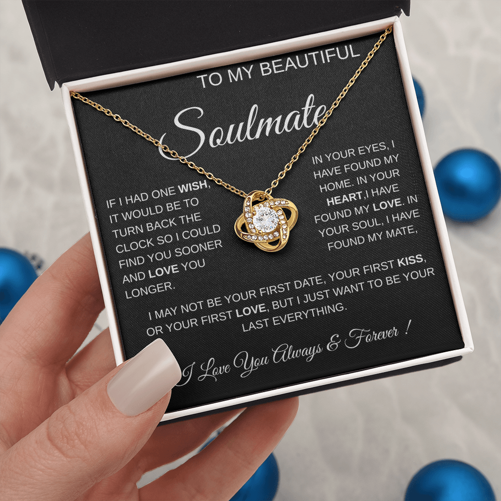 To My Beautiful Soulmate Love Knot Necklace Gift: Anniversary Gift For Her, Wife & Girlfriend