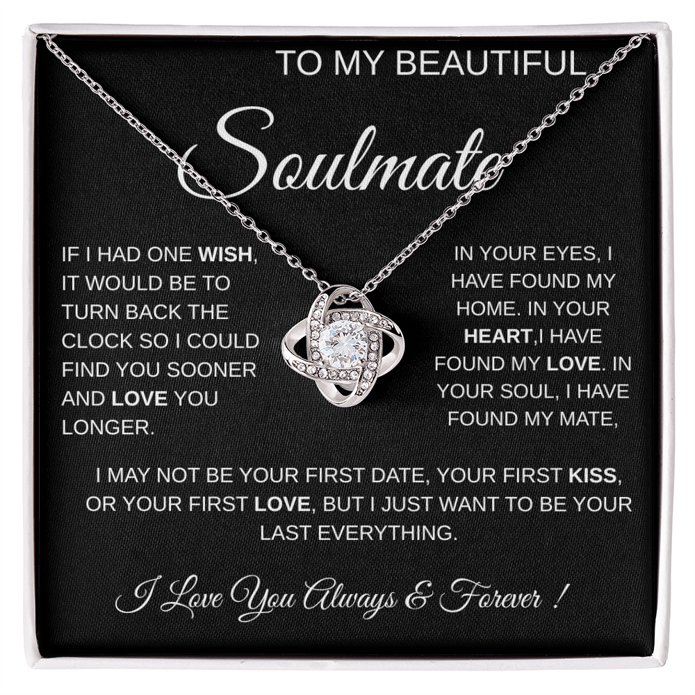 To My Beautiful Soulmate Love Knot Necklace Gift: Anniversary Gift For Her, Wife & Girlfriend