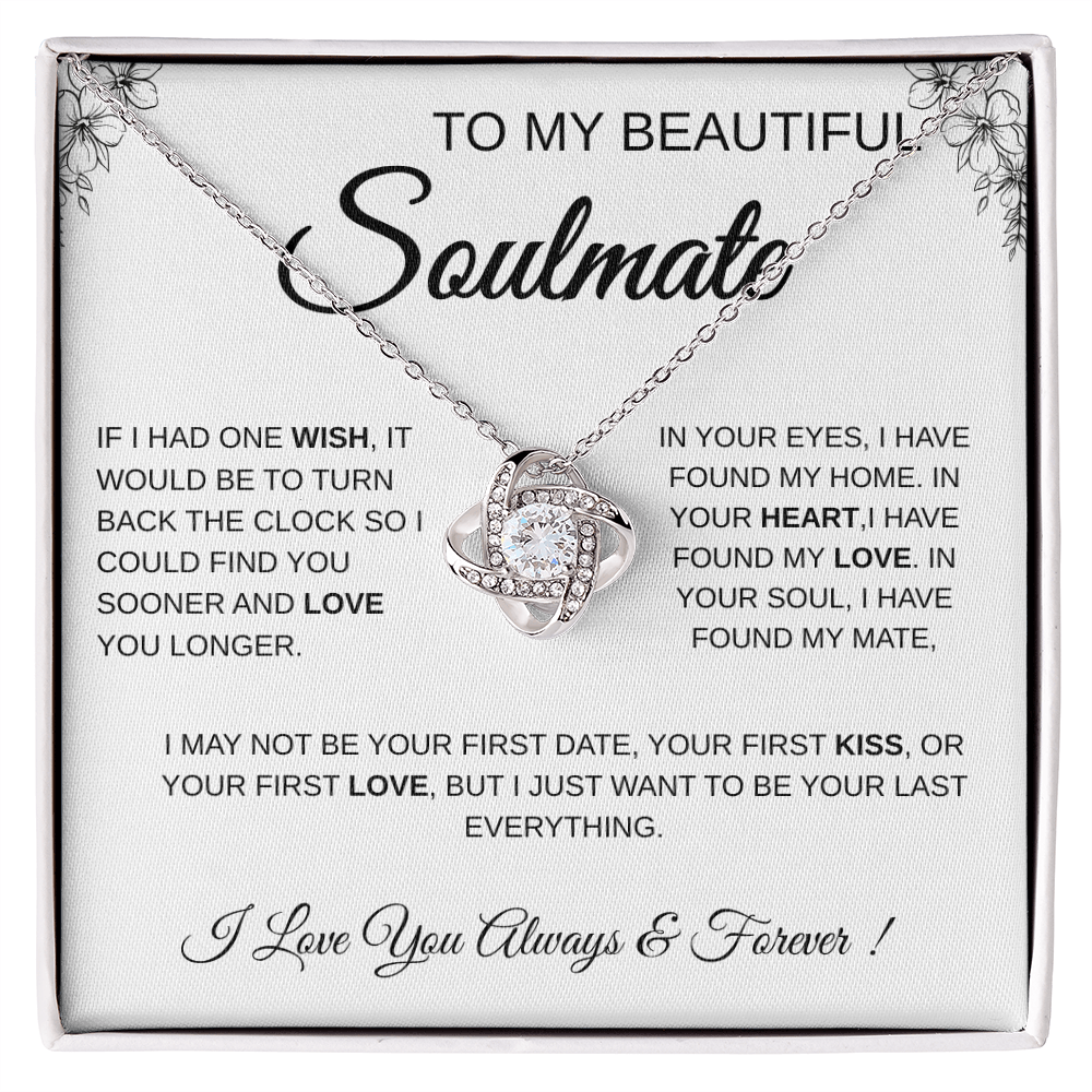 To My Beautiful Soulmate Love Knot Necklace Gift: Anniversary Gift For Her, Wife & Girlfriend