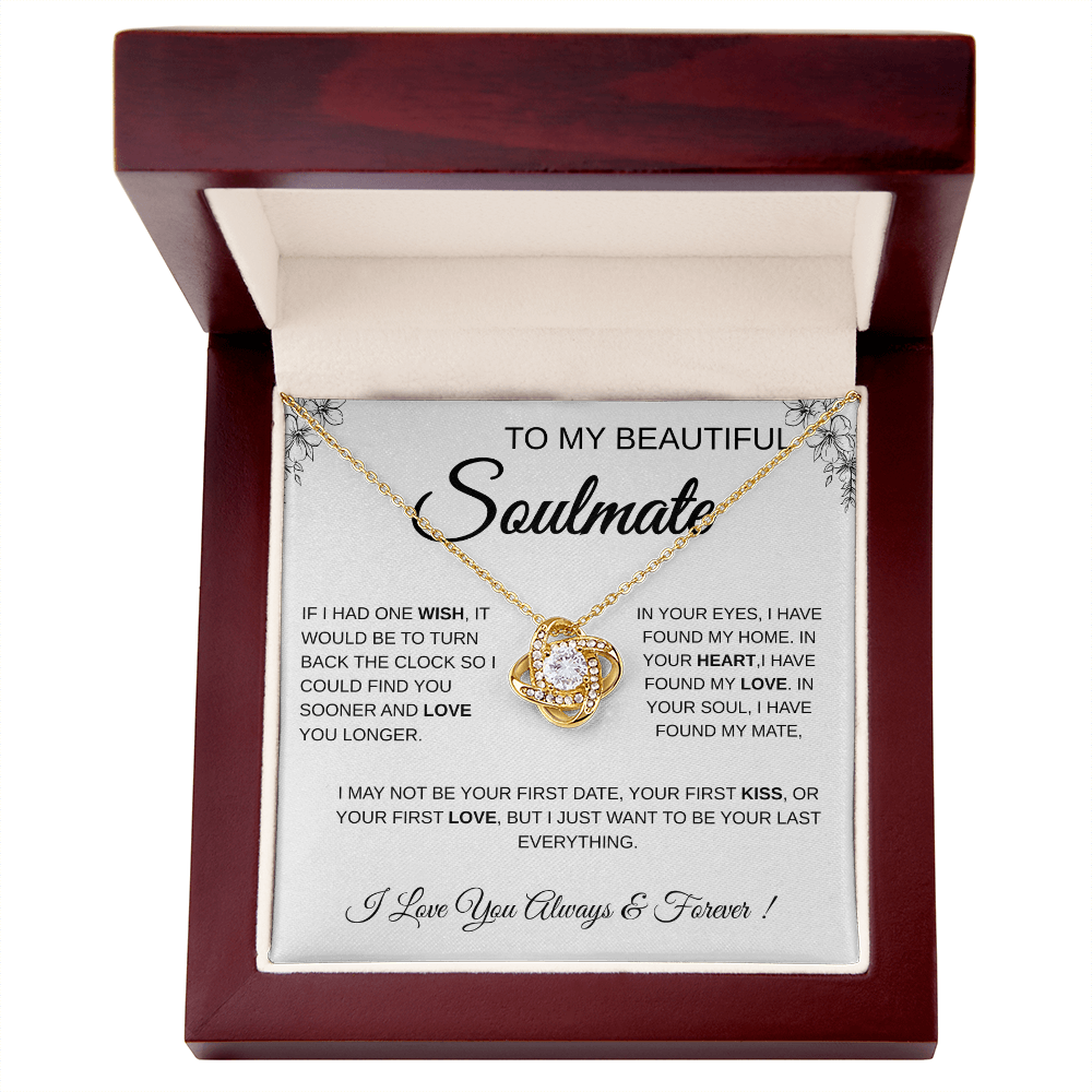 To My Beautiful Soulmate Love Knot Necklace Gift: Anniversary Gift For Her, Wife & Girlfriend