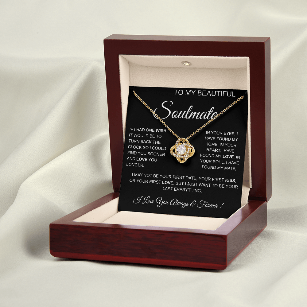 To My Beautiful Soulmate Love Knot Necklace Gift: Anniversary Gift For Her, Wife & Girlfriend