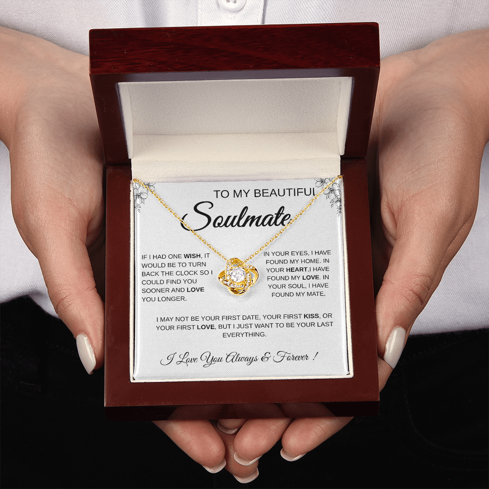 To My Beautiful Soulmate Love Knot Necklace Gift: Anniversary Gift For Her, Wife & Girlfriend