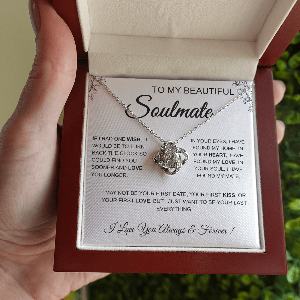 To My Beautiful Soulmate Love Knot Necklace Gift: Anniversary Gift For Her, Wife & Girlfriend