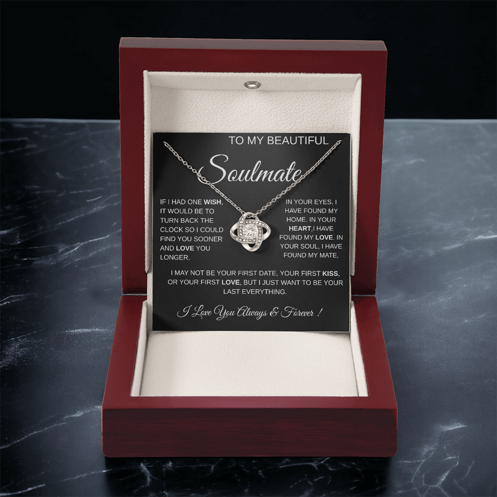 To My Beautiful Soulmate Love Knot Necklace Gift: Anniversary Gift For Her, Wife & Girlfriend
