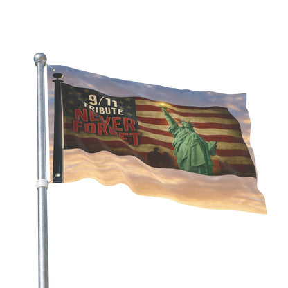 9/11 Tribute Flag – Statue of Liberty – Double Sided”, Memorial Decor, Patriotic Home Decor, Outdoor Flag, Remembrance Flag