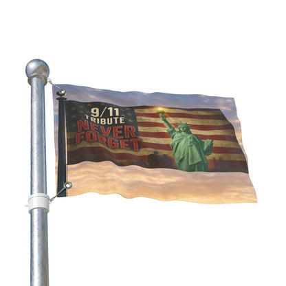 9/11 Tribute Flag – Statue of Liberty – Double Sided”, Memorial Decor, Patriotic Home Decor, Outdoor Flag, Remembrance Flag