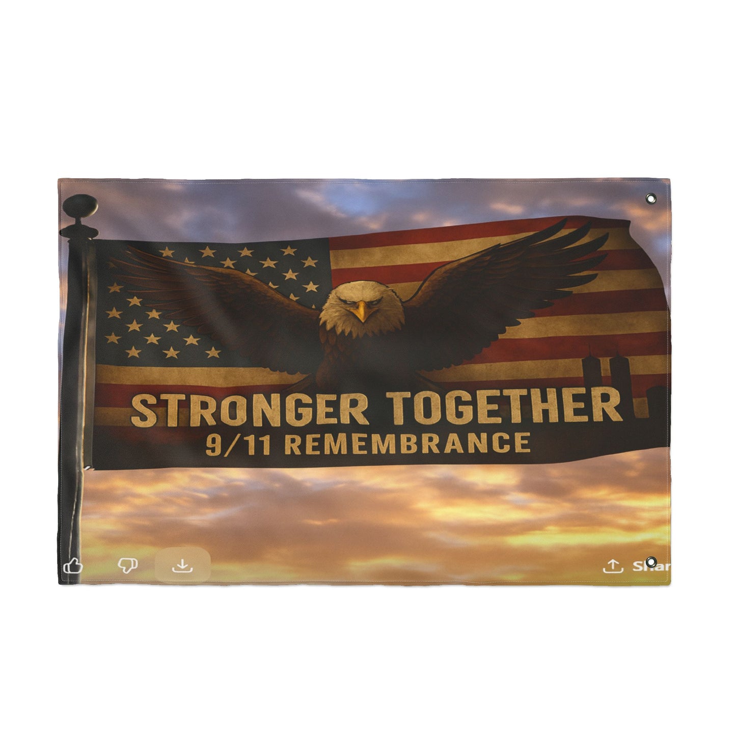 9/11 Tribute Flag – Eagle – Double Sided ”Remembrance, Stronger Together Decor, Memorial Day, Independence Day, Home & Garden