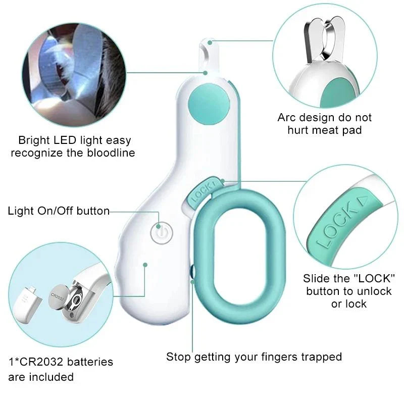 LED Light Cat Dog Nail Clipper Cutter