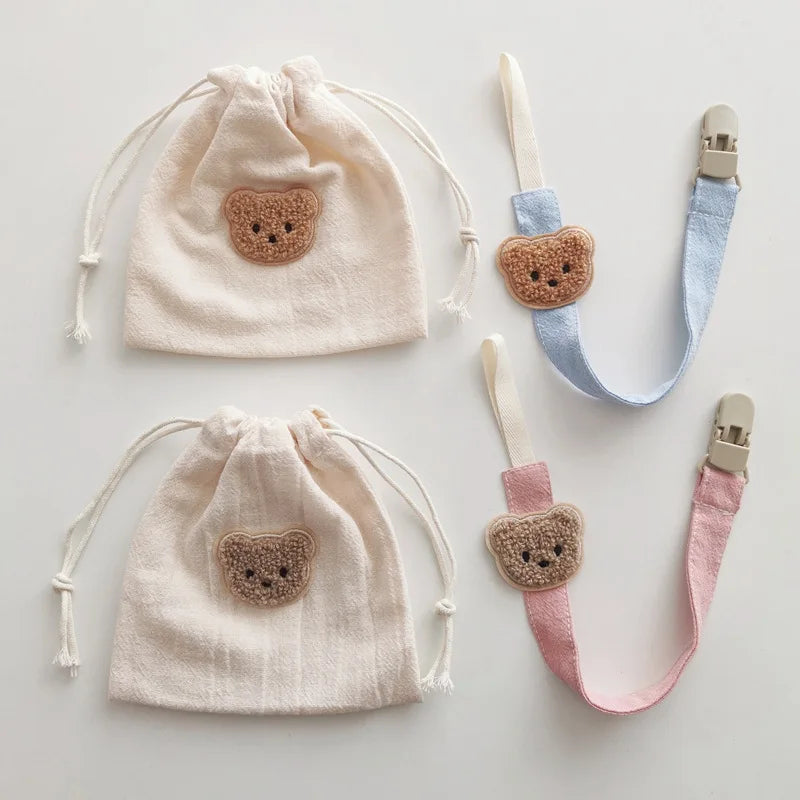 Cute Bear Baby Pacifier Chain Clips Holders