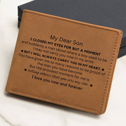 To My Dear Son | Graphic Leather Wallet