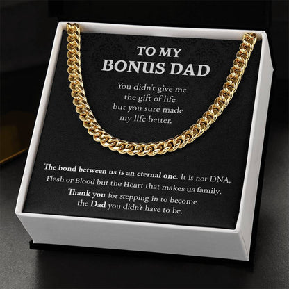 To My Bonus Dad | Thank You - Cuban Link Chain