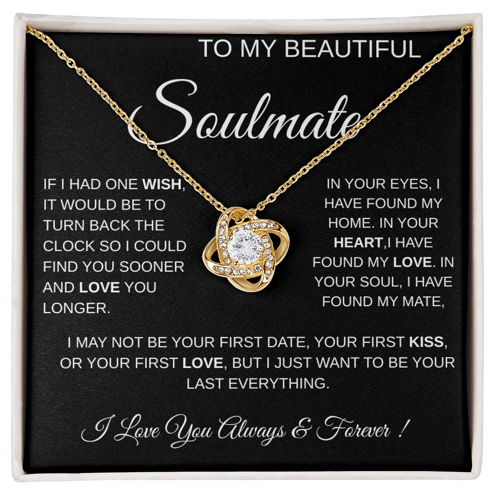 To My Beautiful Soulmate Love Knot Necklace Gift: Anniversary Gift For Her, Wife & Girlfriend