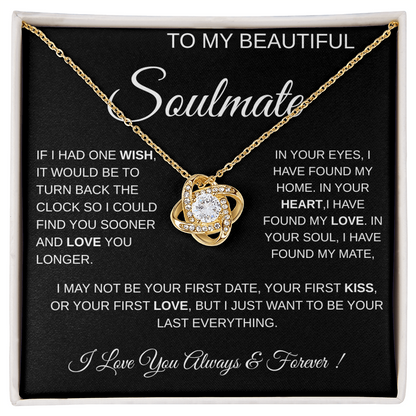 To My Beautiful Soulmate Love Knot Necklace Gift: Anniversary Gift For Her, Wife & Girlfriend