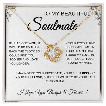 To My Beautiful Soulmate Love Knot Necklace Gift: Anniversary Gift For Her, Wife & Girlfriend