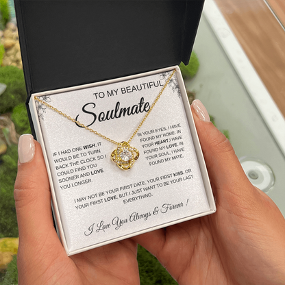 To My Beautiful Soulmate Love Knot Necklace Gift: Anniversary Gift For Her, Wife & Girlfriend