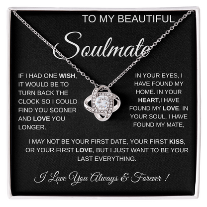 To My Beautiful Soulmate Love Knot Necklace Gift: Anniversary Gift For Her, Wife & Girlfriend