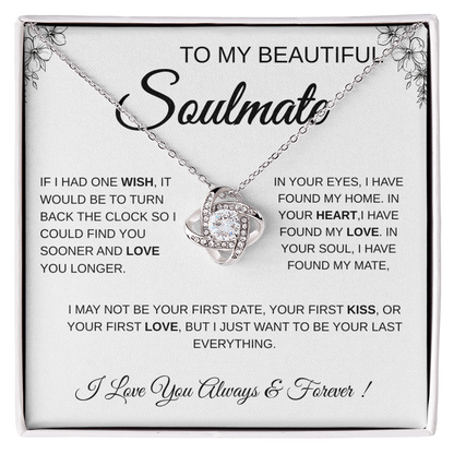 To My Beautiful Soulmate Love Knot Necklace Gift: Anniversary Gift For Her, Wife & Girlfriend