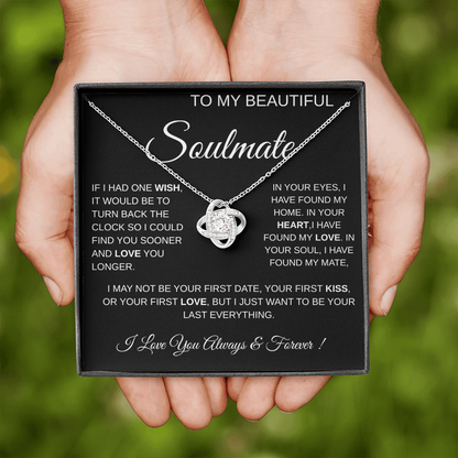 To My Beautiful Soulmate Love Knot Necklace Gift: Anniversary Gift For Her, Wife & Girlfriend