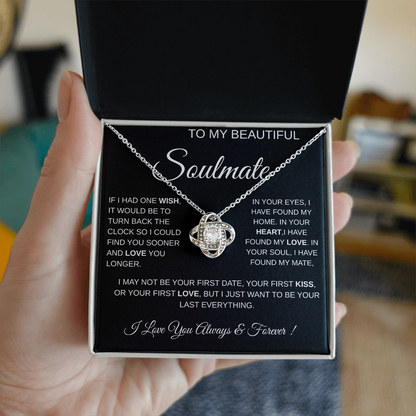 To My Beautiful Soulmate Love Knot Necklace Gift: Anniversary Gift For Her, Wife & Girlfriend