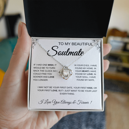 To My Beautiful Soulmate Love Knot Necklace Gift: Anniversary Gift For Her, Wife & Girlfriend