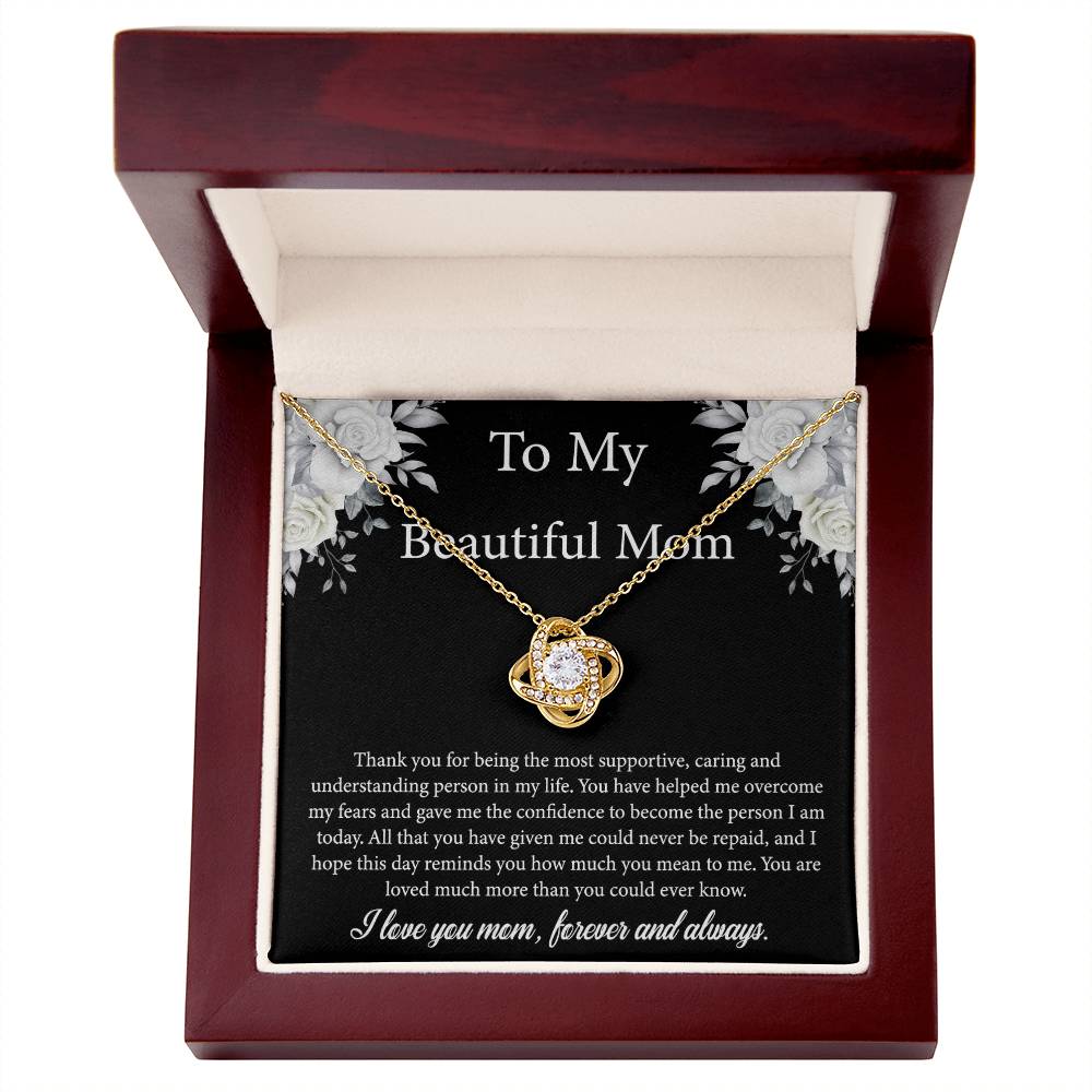 To My Beautiful Mom | I Love You Mom, Forever & Always - Love Knot Necklace