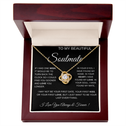 To My Beautiful Soulmate Love Knot Necklace Gift: Anniversary Gift For Her, Wife & Girlfriend