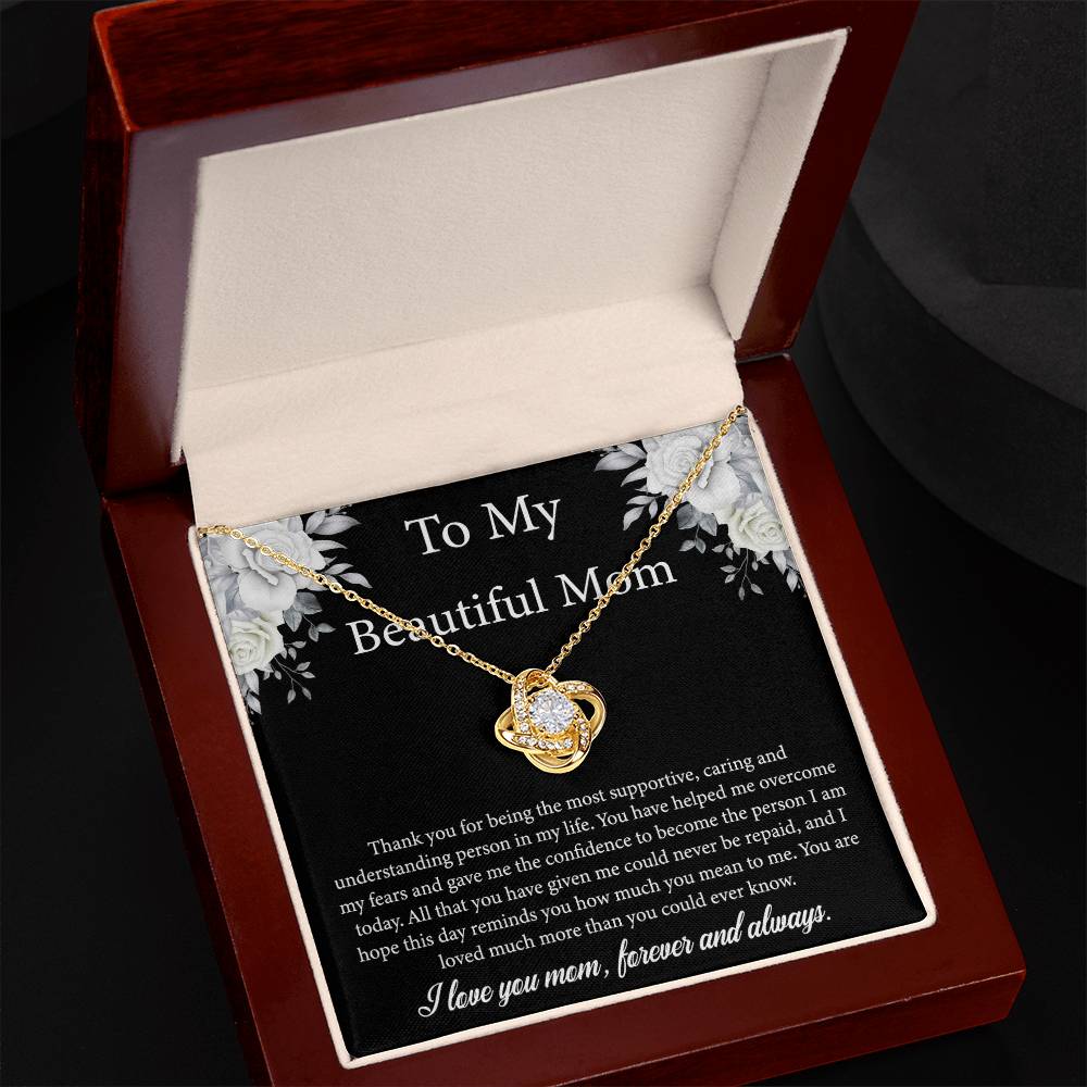 To My Beautiful Mom | I Love You Mom, Forever & Always - Love Knot Necklace