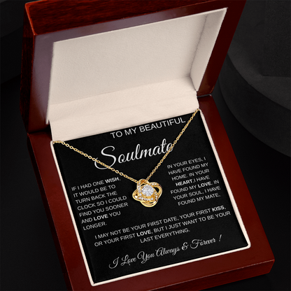 To My Beautiful Soulmate Love Knot Necklace Gift: Anniversary Gift For Her, Wife & Girlfriend