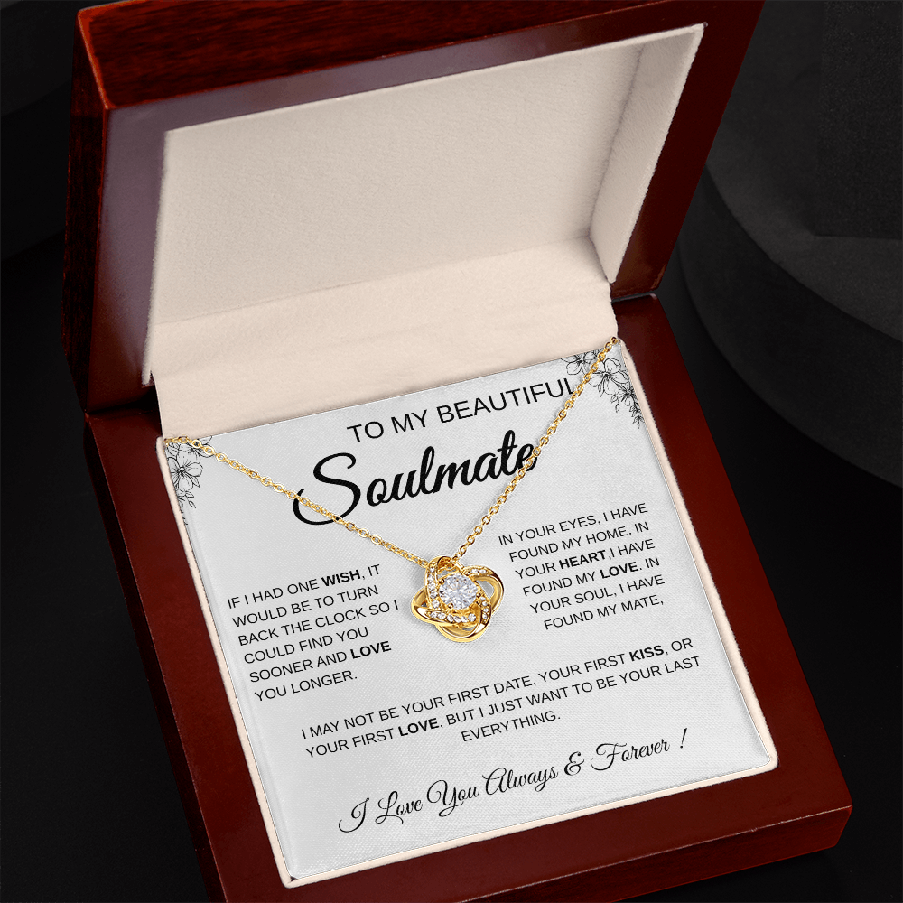 To My Beautiful Soulmate Love Knot Necklace Gift: Anniversary Gift For Her, Wife & Girlfriend