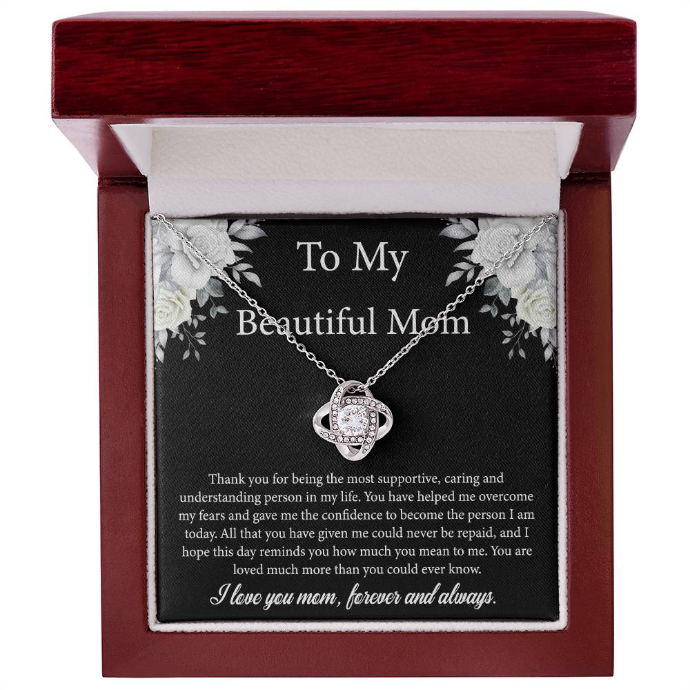 To My Beautiful Mom | I Love You Mom, Forever & Always - Love Knot Necklace