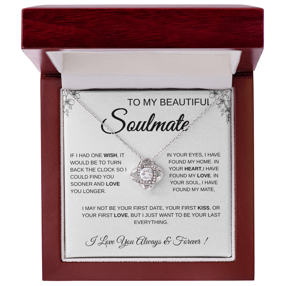 To My Beautiful Soulmate Love Knot Necklace Gift: Anniversary Gift For Her, Wife & Girlfriend