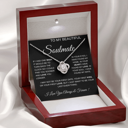 To My Beautiful Soulmate Love Knot Necklace Gift: Anniversary Gift For Her, Wife & Girlfriend