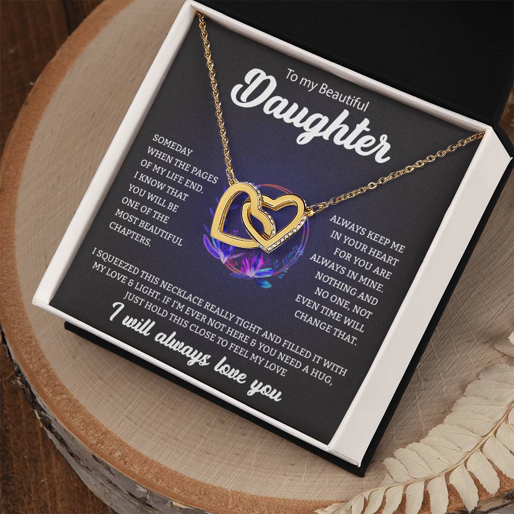 To My Beautiful Daughter | I Will Always Love You - Interlocking Hearts necklace