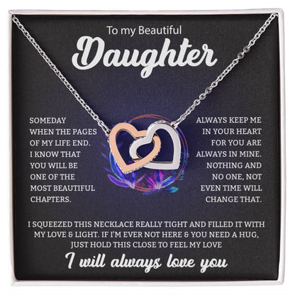 To My Beautiful Daughter | I Will Always Love You - Interlocking Hearts necklace