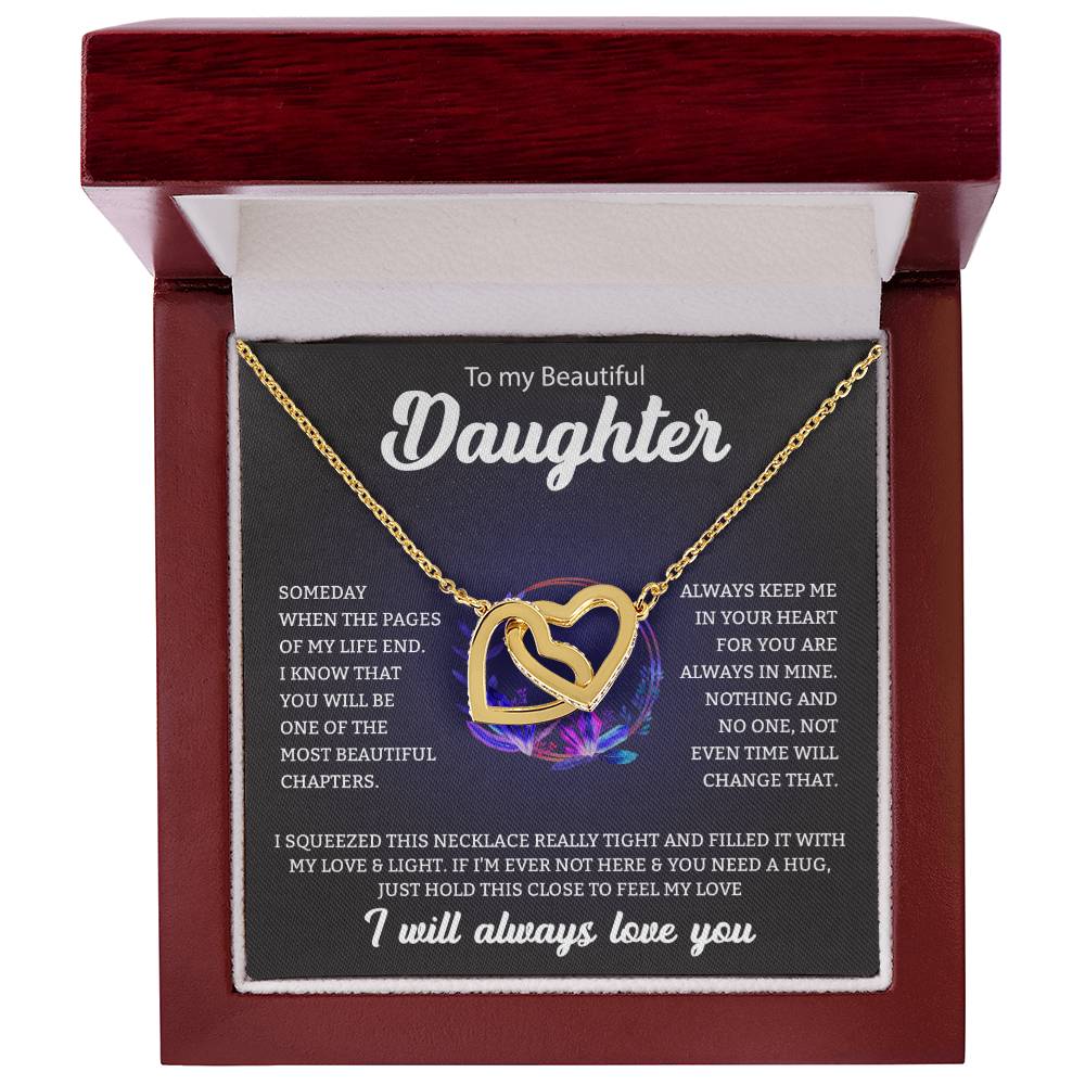 To My Beautiful Daughter | I Will Always Love You - Interlocking Hearts necklace