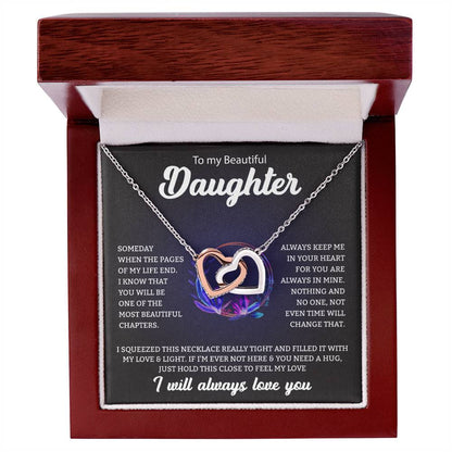 To My Beautiful Daughter | I Will Always Love You - Interlocking Hearts necklace