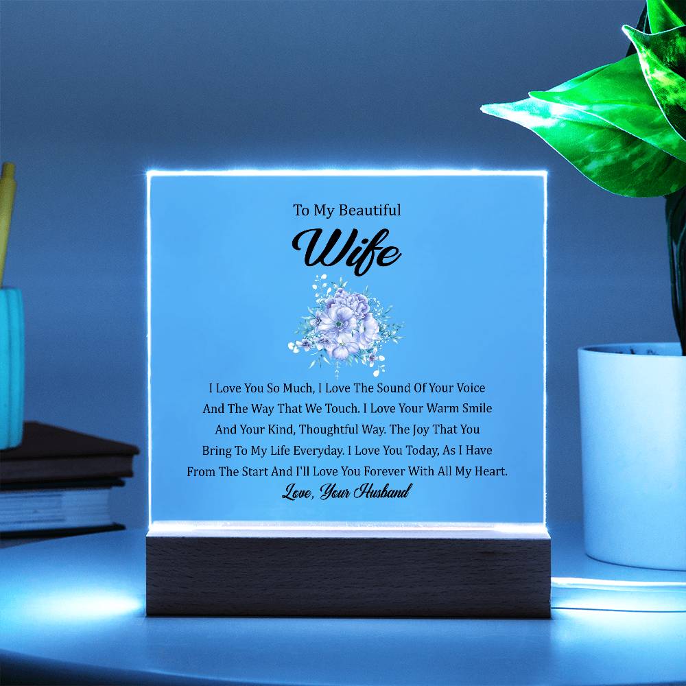 To My Beautiful Wife | Printed Square Acrylic Plaque