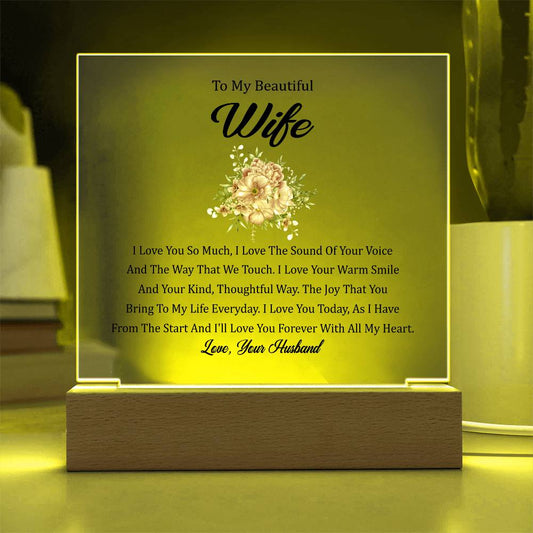 To My Beautiful Wife | Printed Square Acrylic Plaque