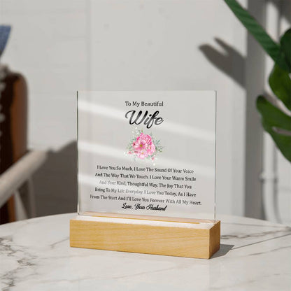 To My Beautiful Wife | Printed Square Acrylic Plaque