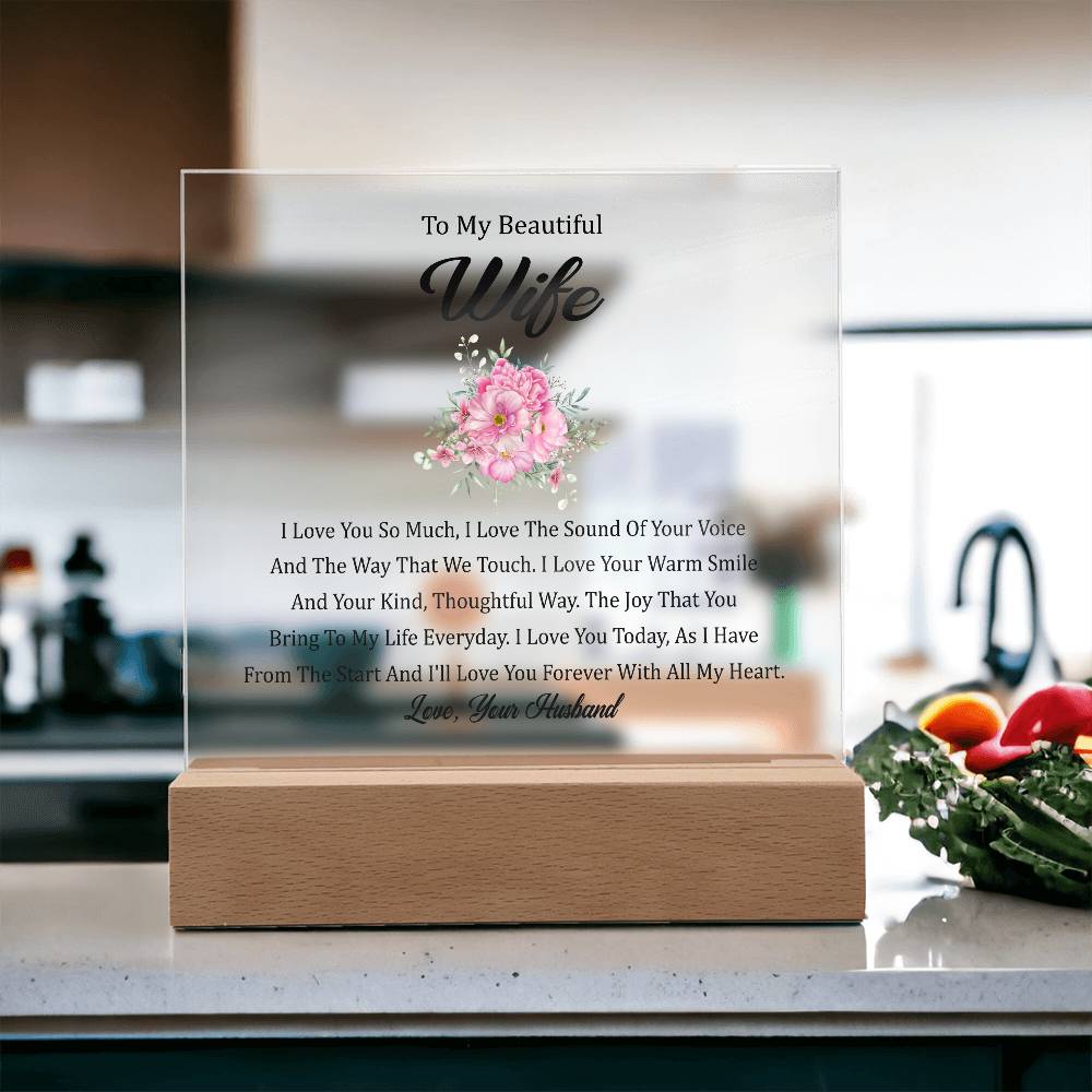 To My Beautiful Wife | Printed Square Acrylic Plaque