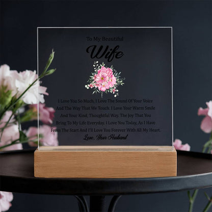 To My Beautiful Wife | Printed Square Acrylic Plaque